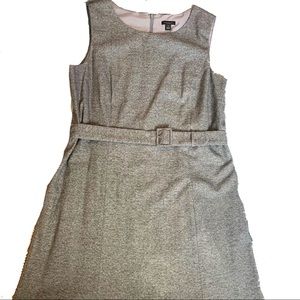 EUC Ann Taylor Grey Sleeveless Dress with belt- Sz. 12